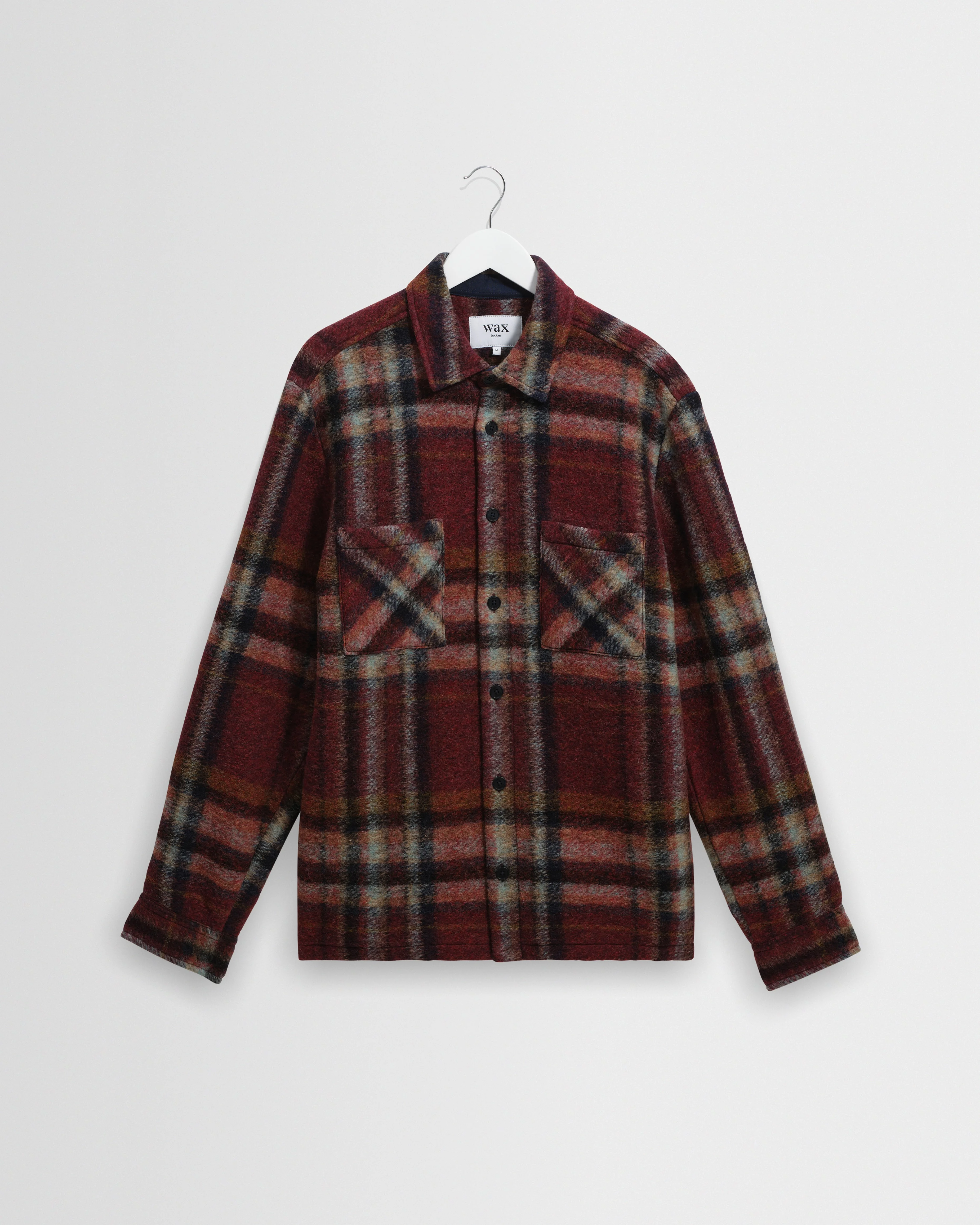 Whiting - Burgundy And Multicolour Lex Wool Blend Check Overshirt - 1
