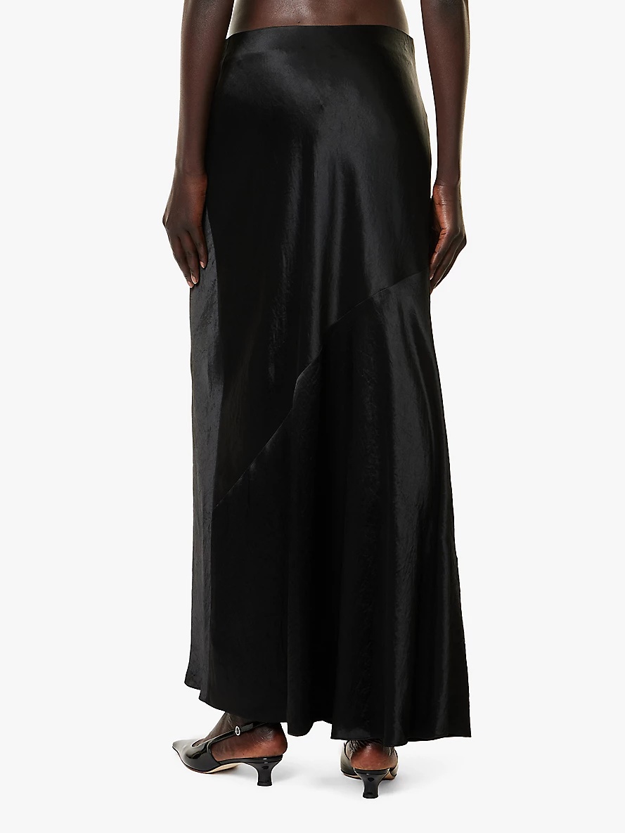 Satin elasticated-waistband regular-fit woven maxi skirt - 4