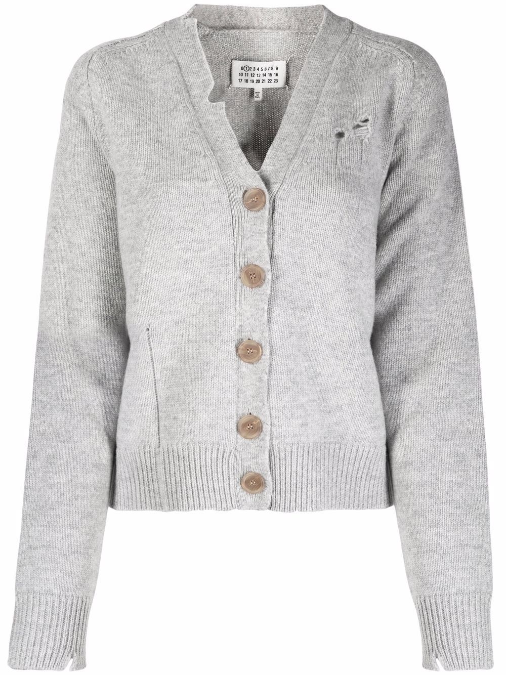 distressed button-down cardigan - 1