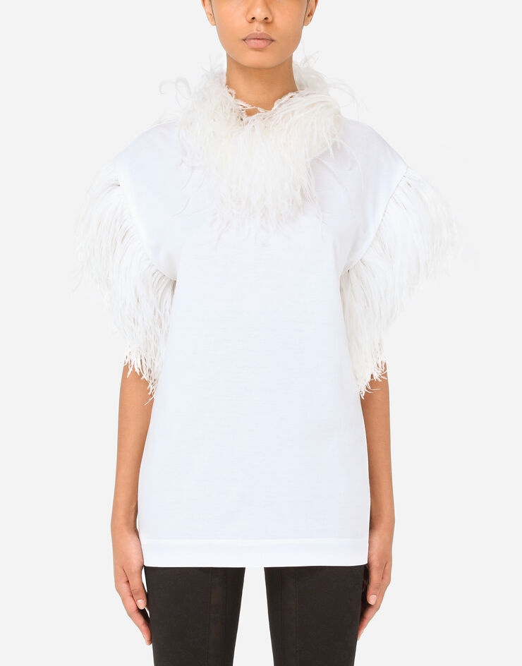 Jersey T-shirt with feathers - 2