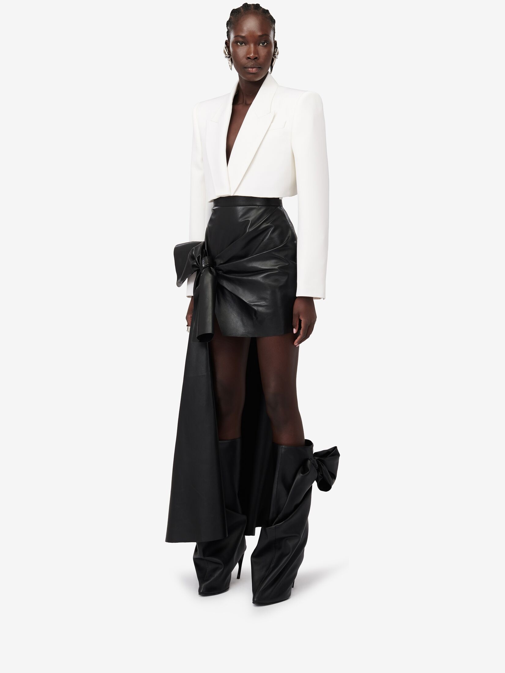 【関税込み】alexander mcqueen Maxi bow leather skirt Alexander Mcqueen Black Maxi Bow Leather Skirt for Women