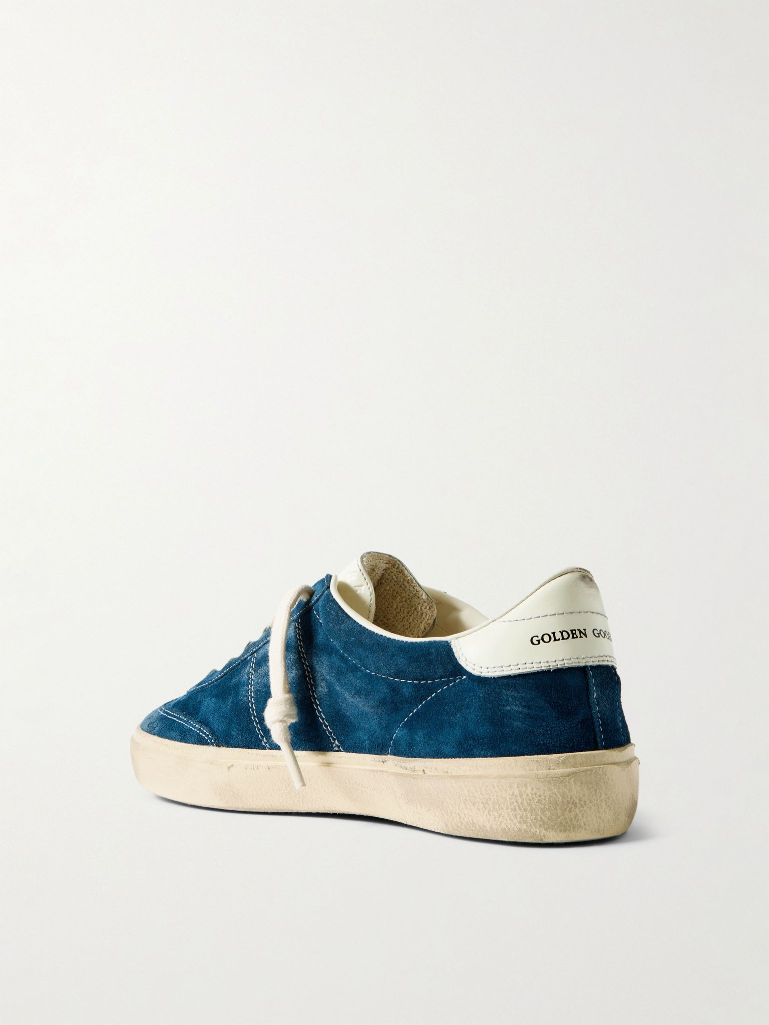 Soul-Star Distressed Leather-Trimmed Suede Sneakers Blue - 4
