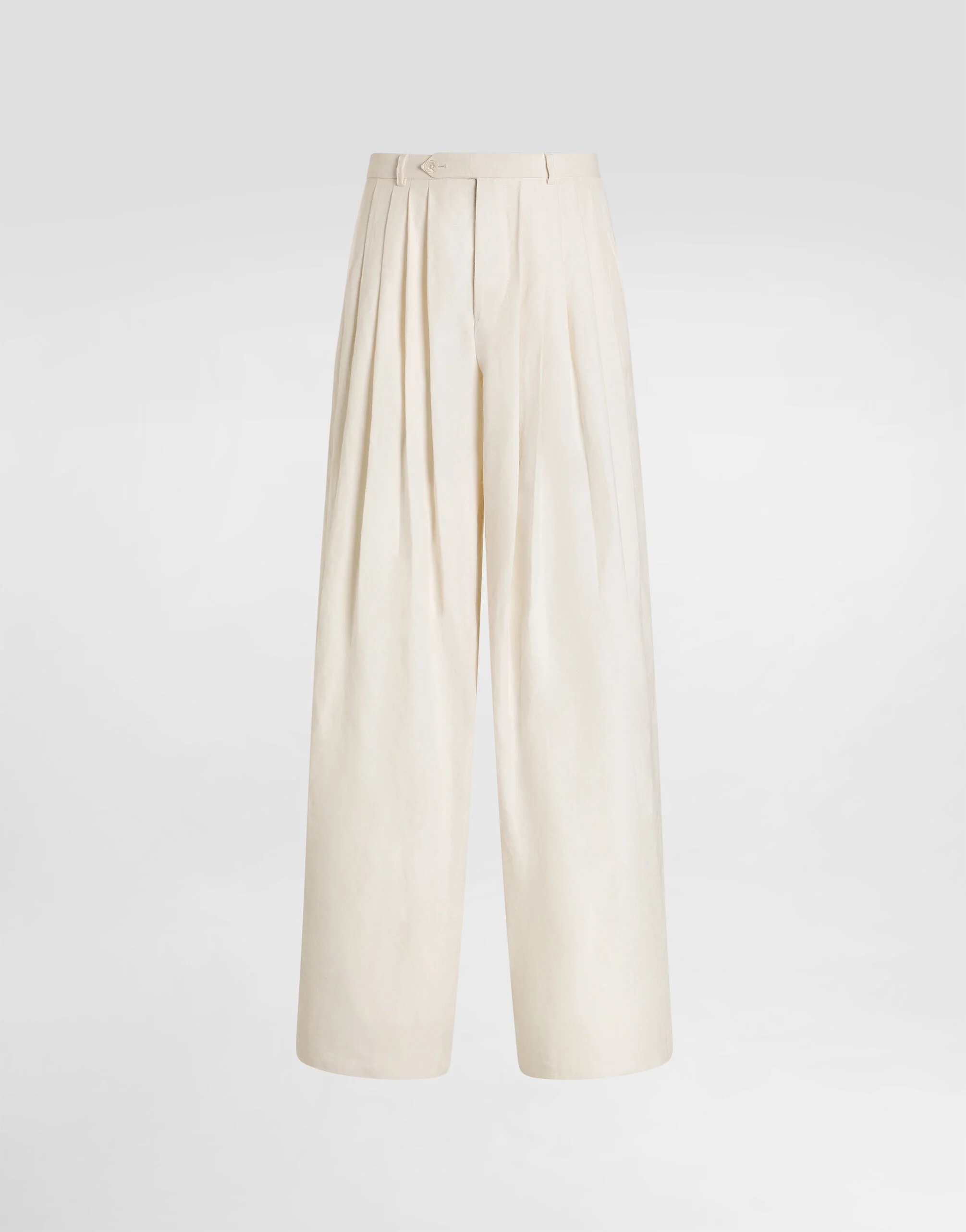 Cotton linen trousers with pleats - 1