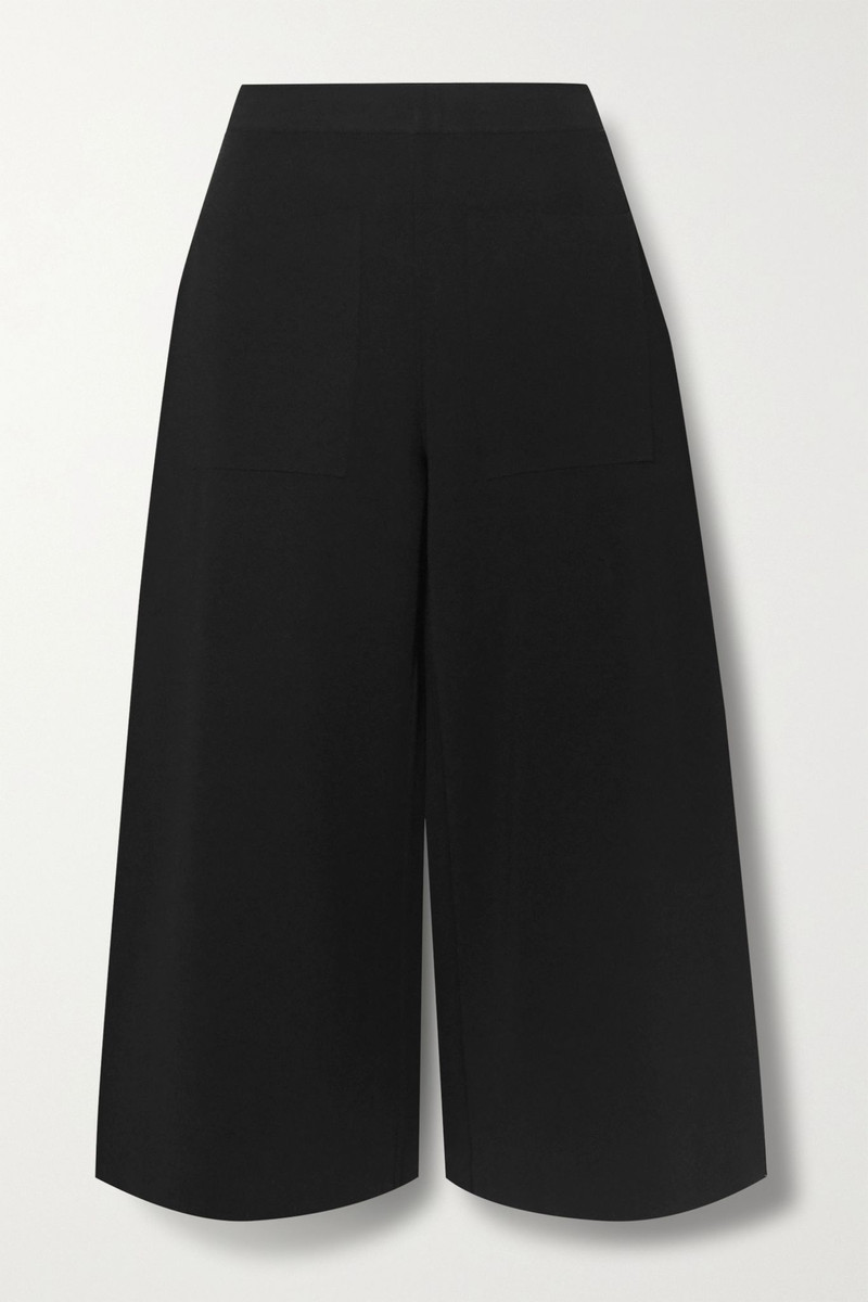 Cropped stretch-knit wide-leg pants 1