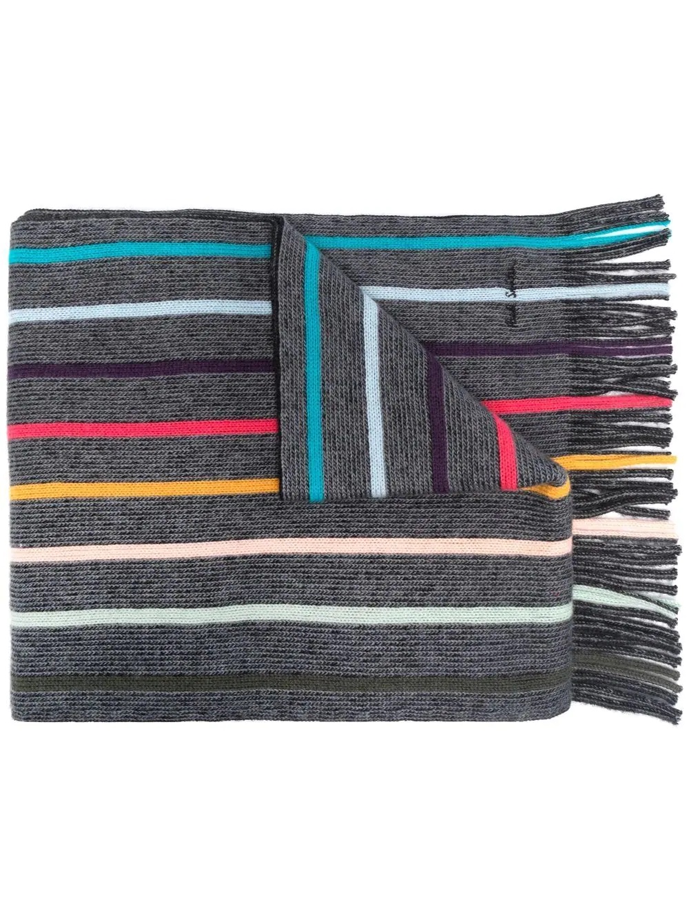 bright stripe print wool scarf - 1