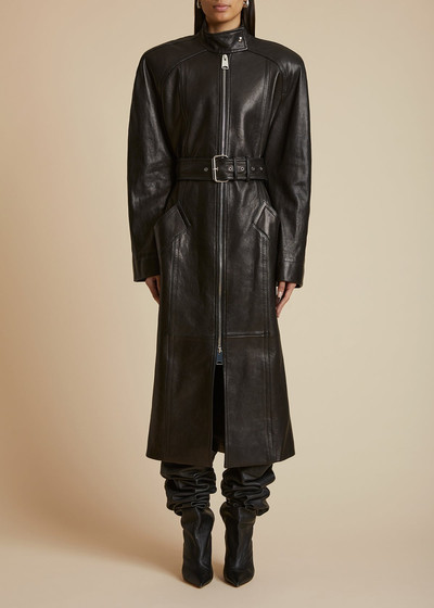 KHAITE The Bobbie Coat in Black Leather outlook
