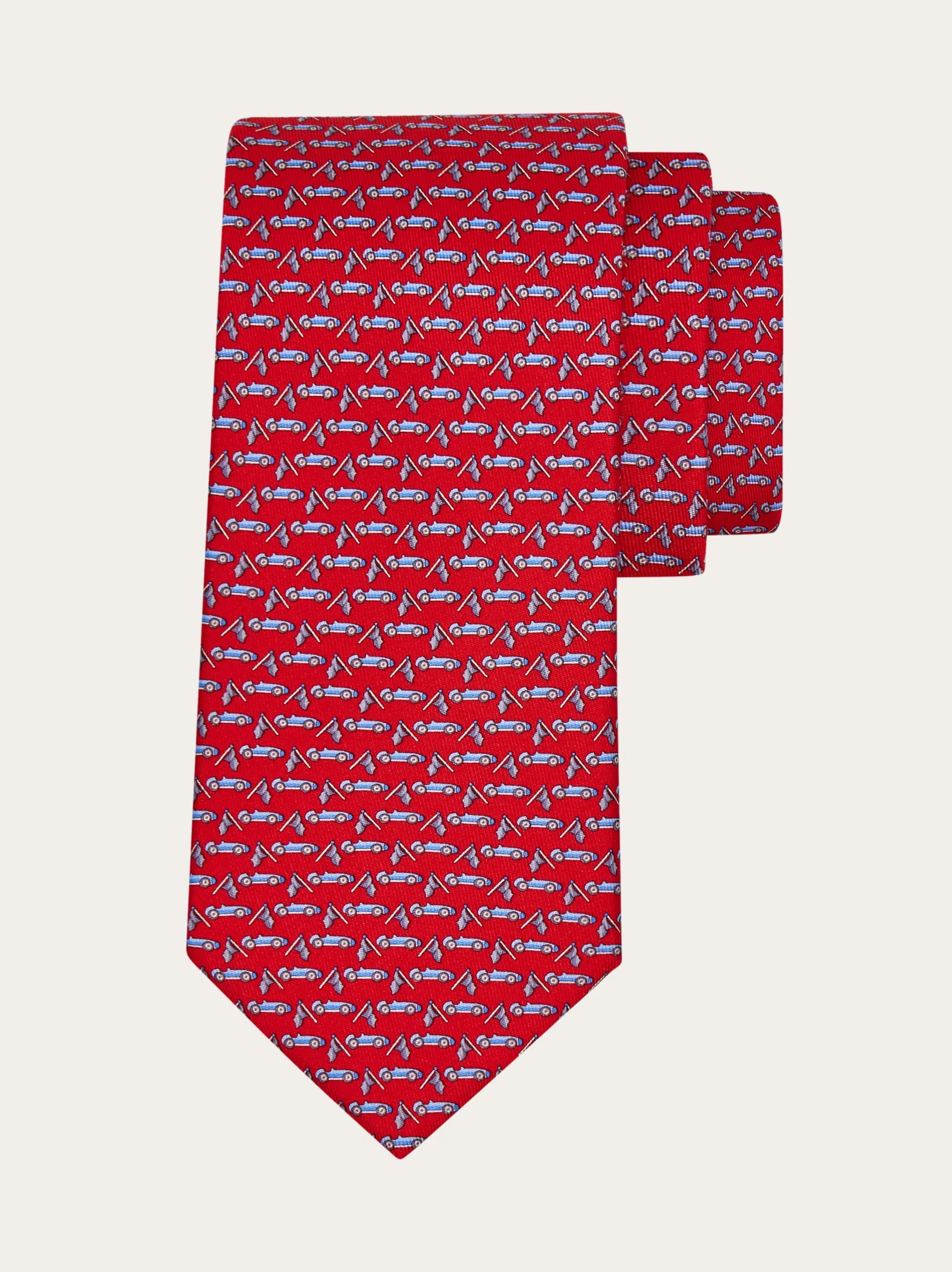 Race print silk tie - 1