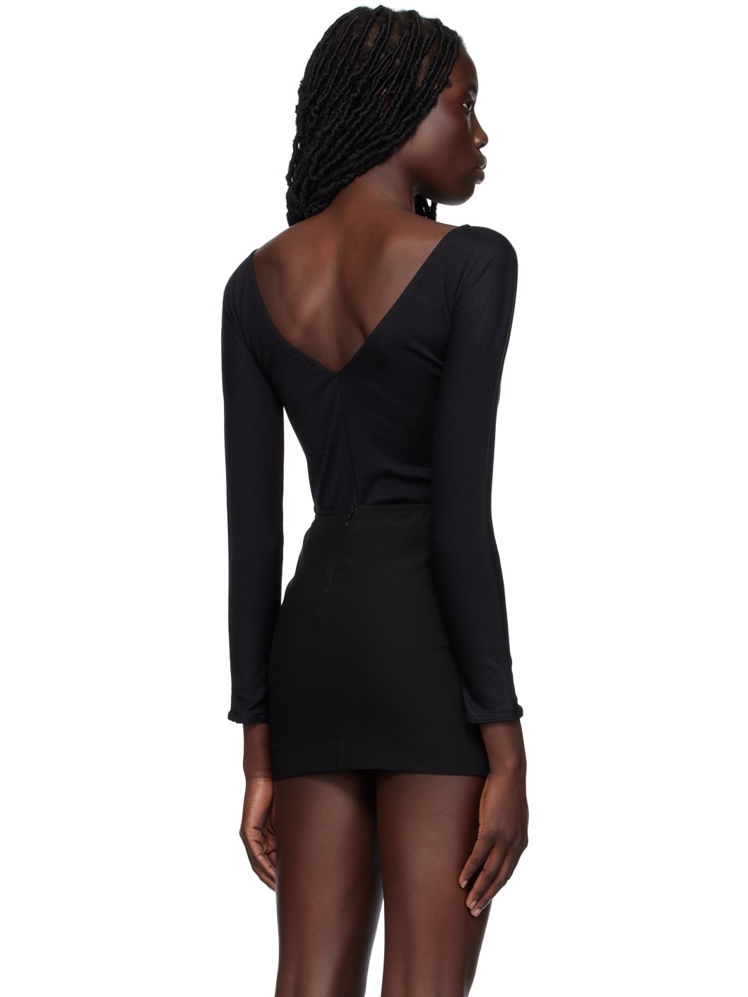Black Slit Bodysuit - 3