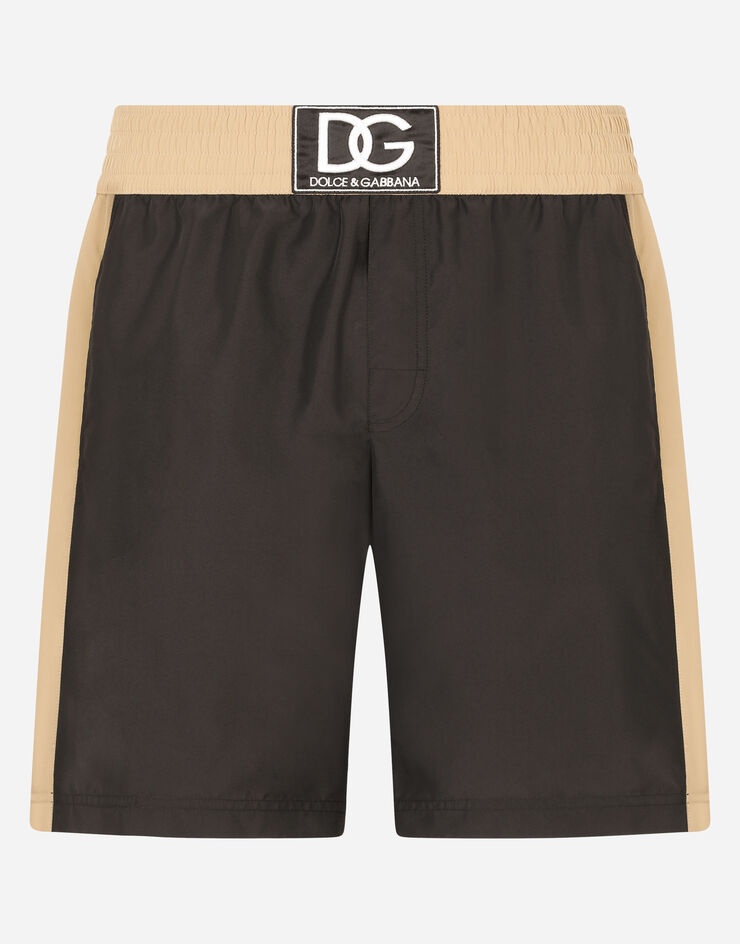 Two-tone mid-length swim trunks with DG patch - 1