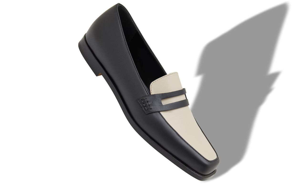 Black and Cream Calf Leather Loafers - 2
