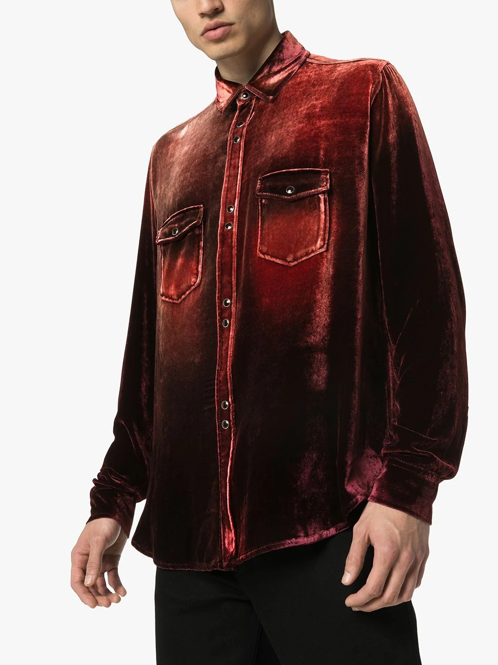 gradient-dyed velvet shirt - 3