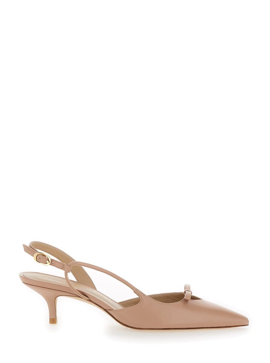 Stuart Weitzman 'TULLY' BEIGE SLINGBACK PUMPS WITH BOW DETAIL IN LEATHER WOMAN - 1