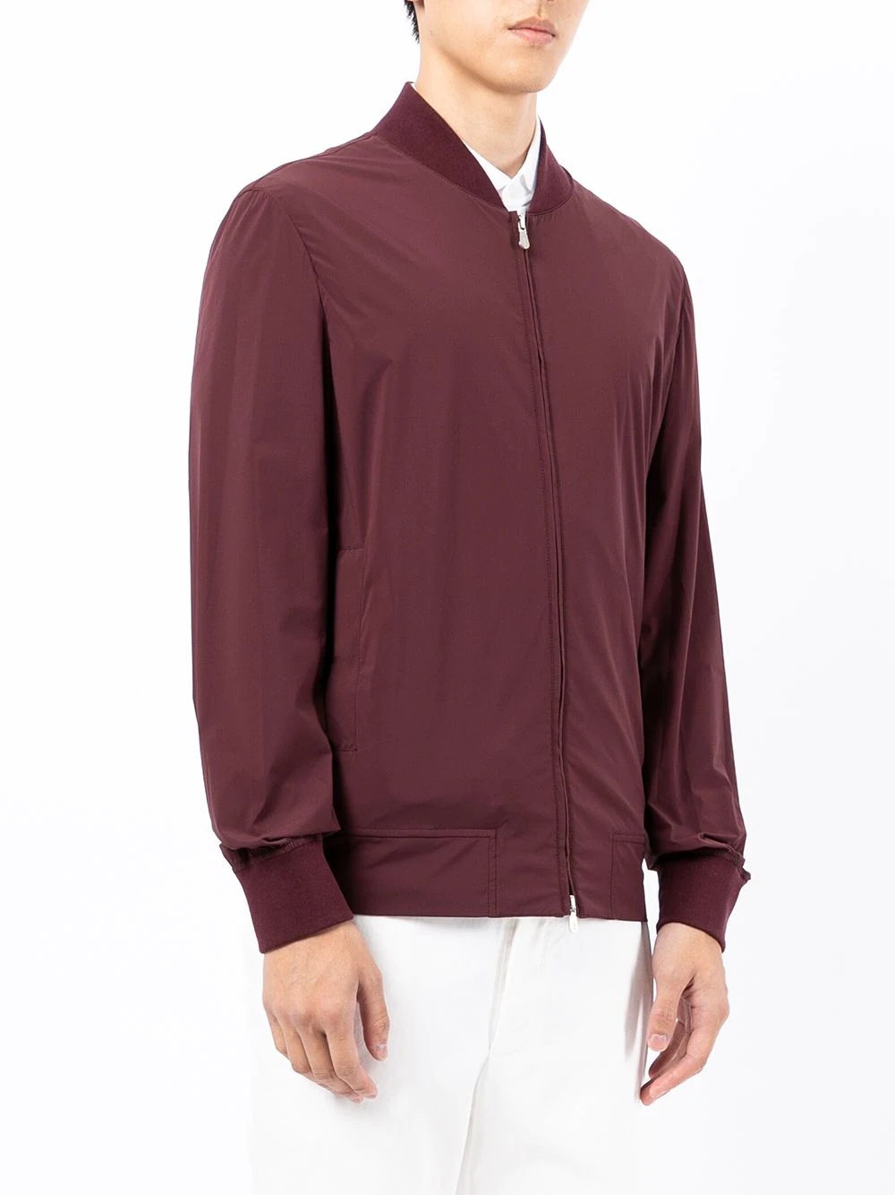 band-collar zip-up bomber jacket - 3