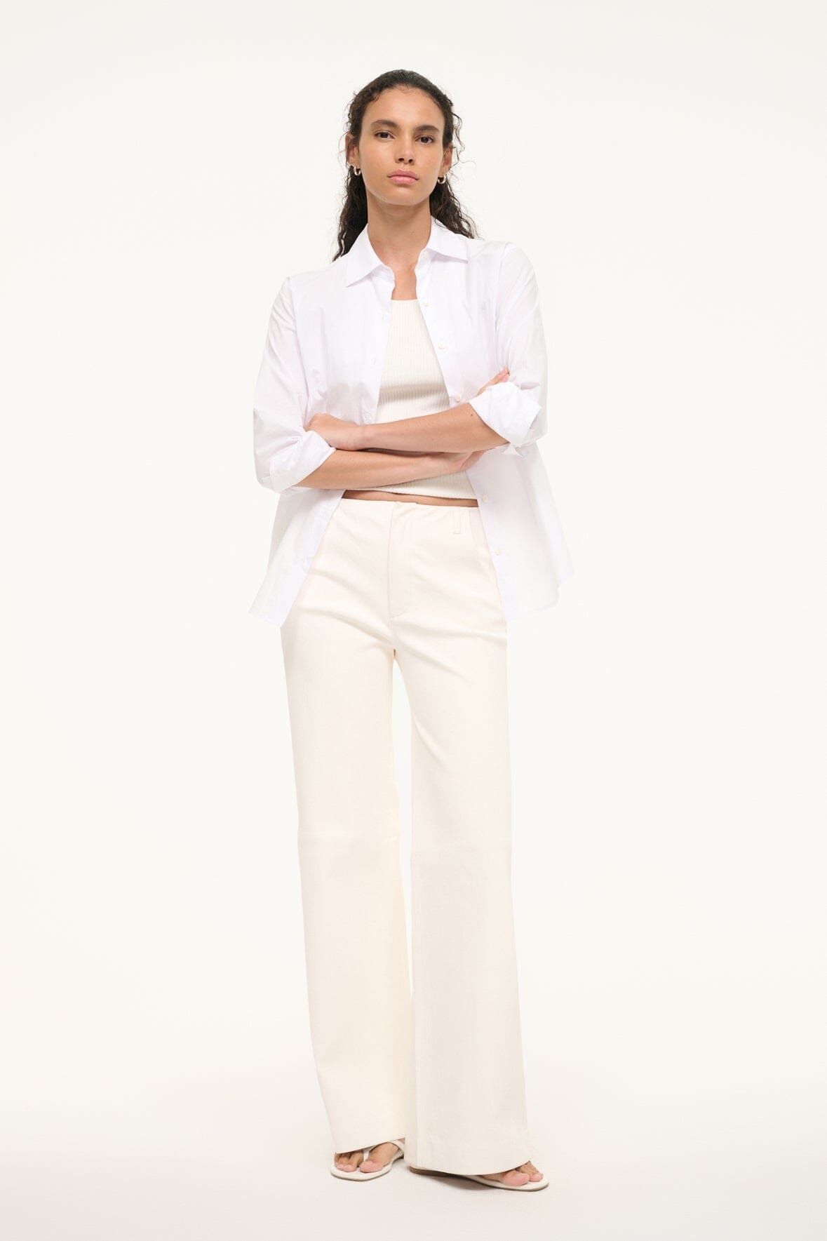 STAUD ALINE LEATHER PANTS IVORY - 4
