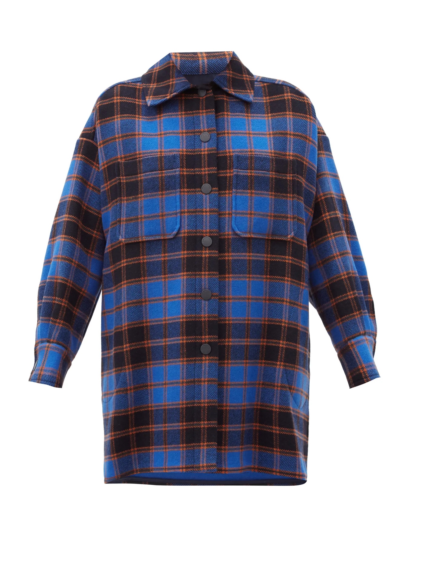 Checked wool-blend flannel shirt jacket - 1