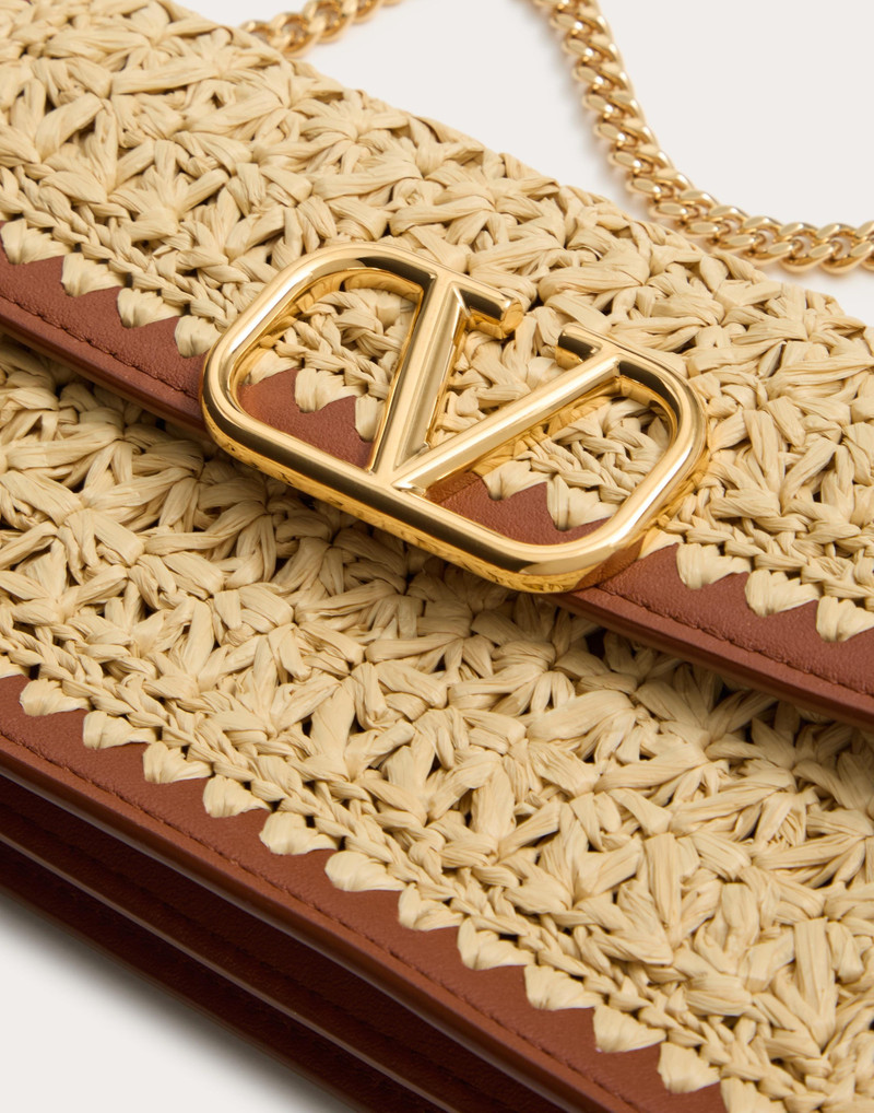 VLOGO SIGNATURE RAFFIA WALLET WITH CHAIN 7
