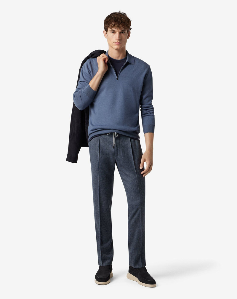 CORNELIANI Sugar paper blue pure wool flannel joggers outlook