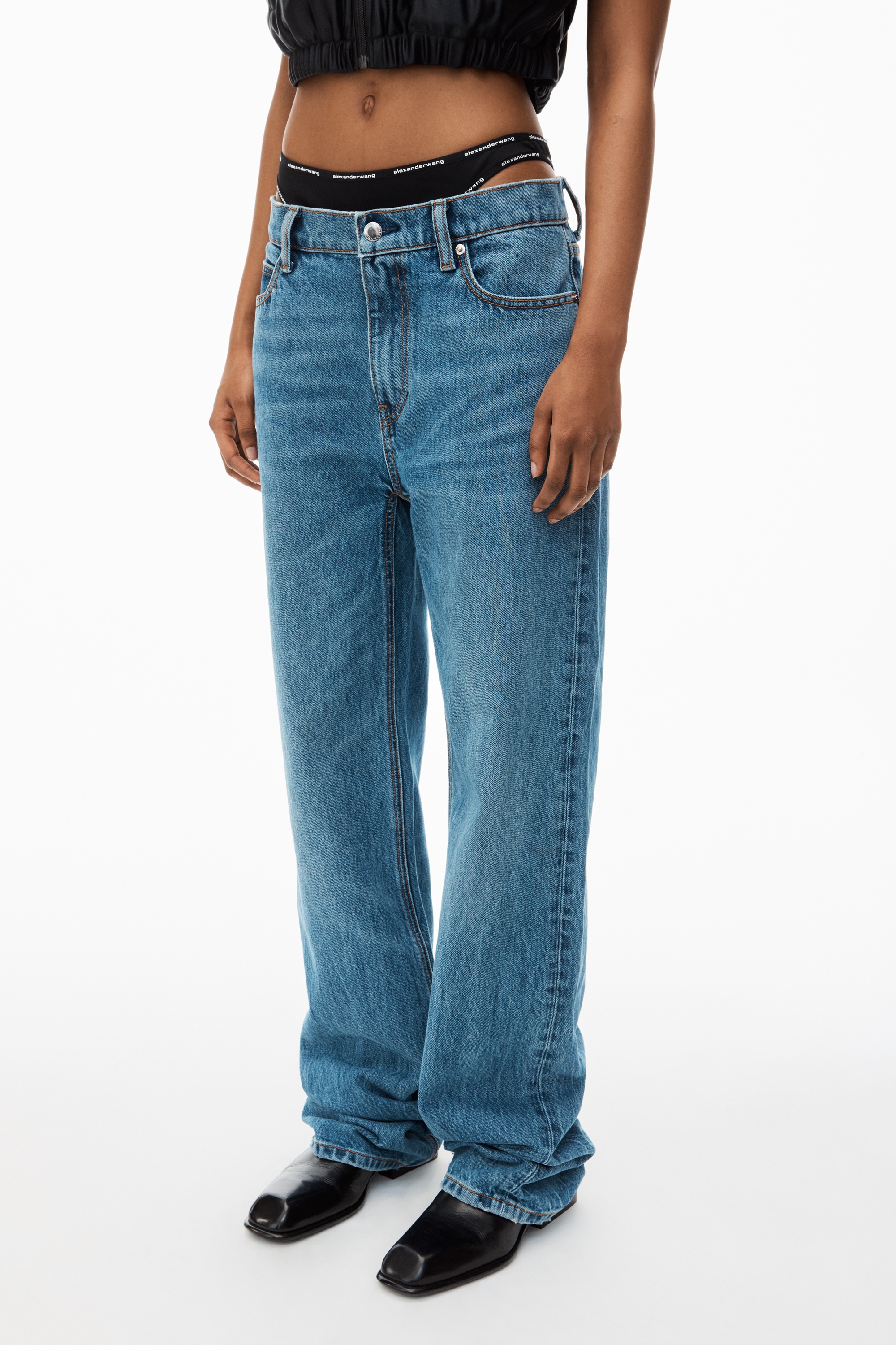 Mid-Rise Jeans with Pre-Styled Logo Brief - 3