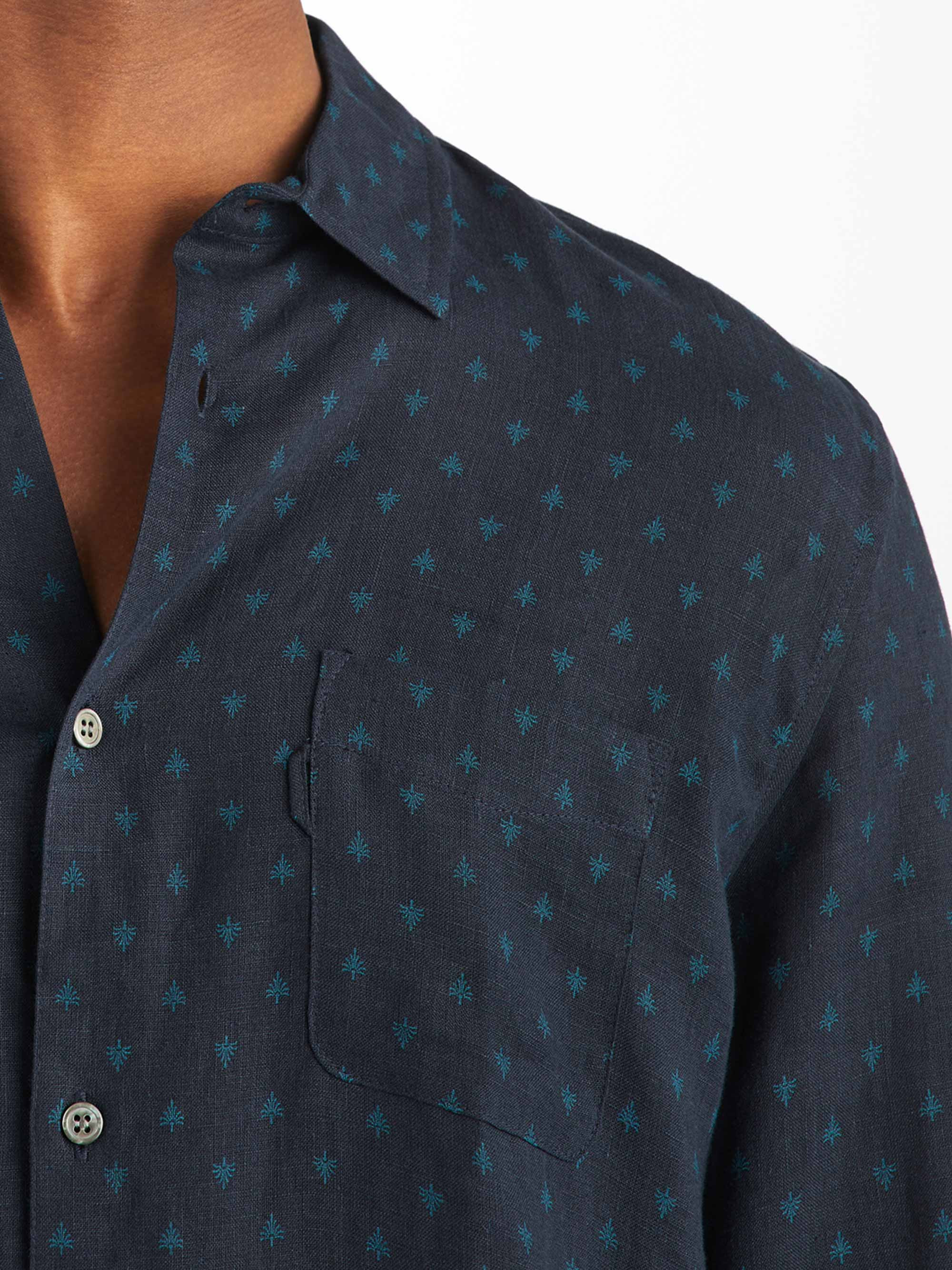 Men's Shirt Milan 25 Linen Navy - 6