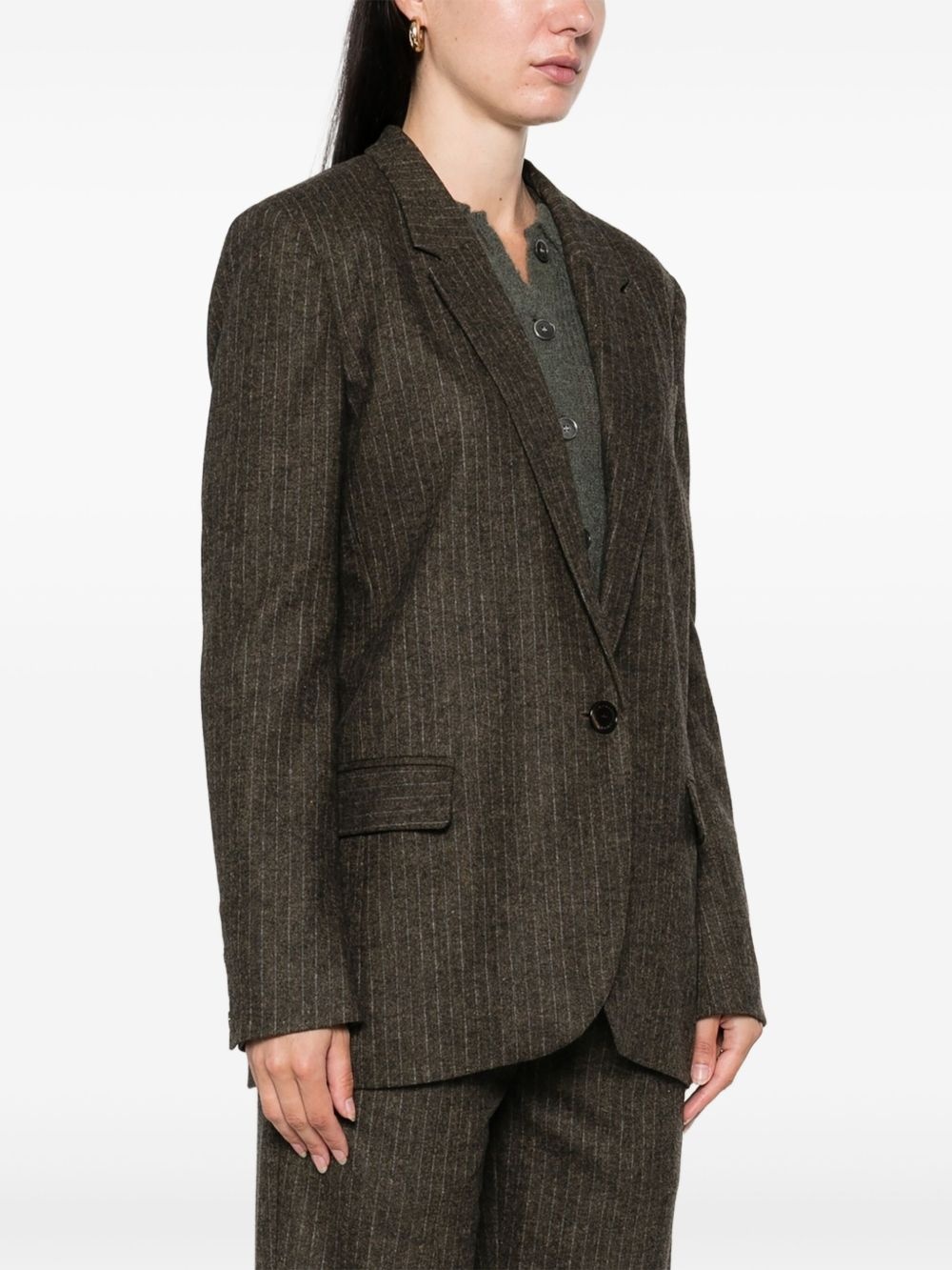 pinstripe single-breasted blazer - 3