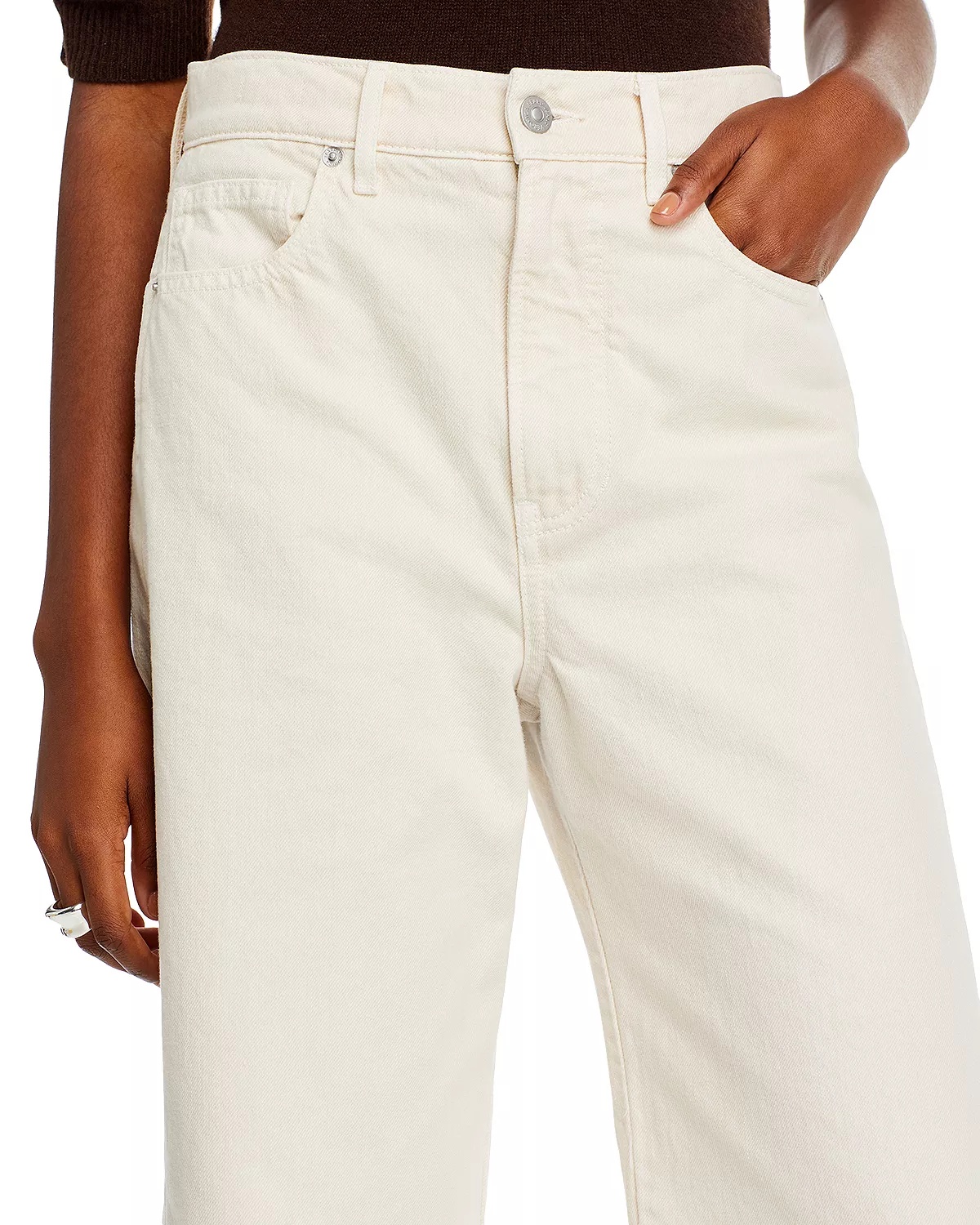 Taylor Cropped Wide Leg Jeans in Ecru - 7