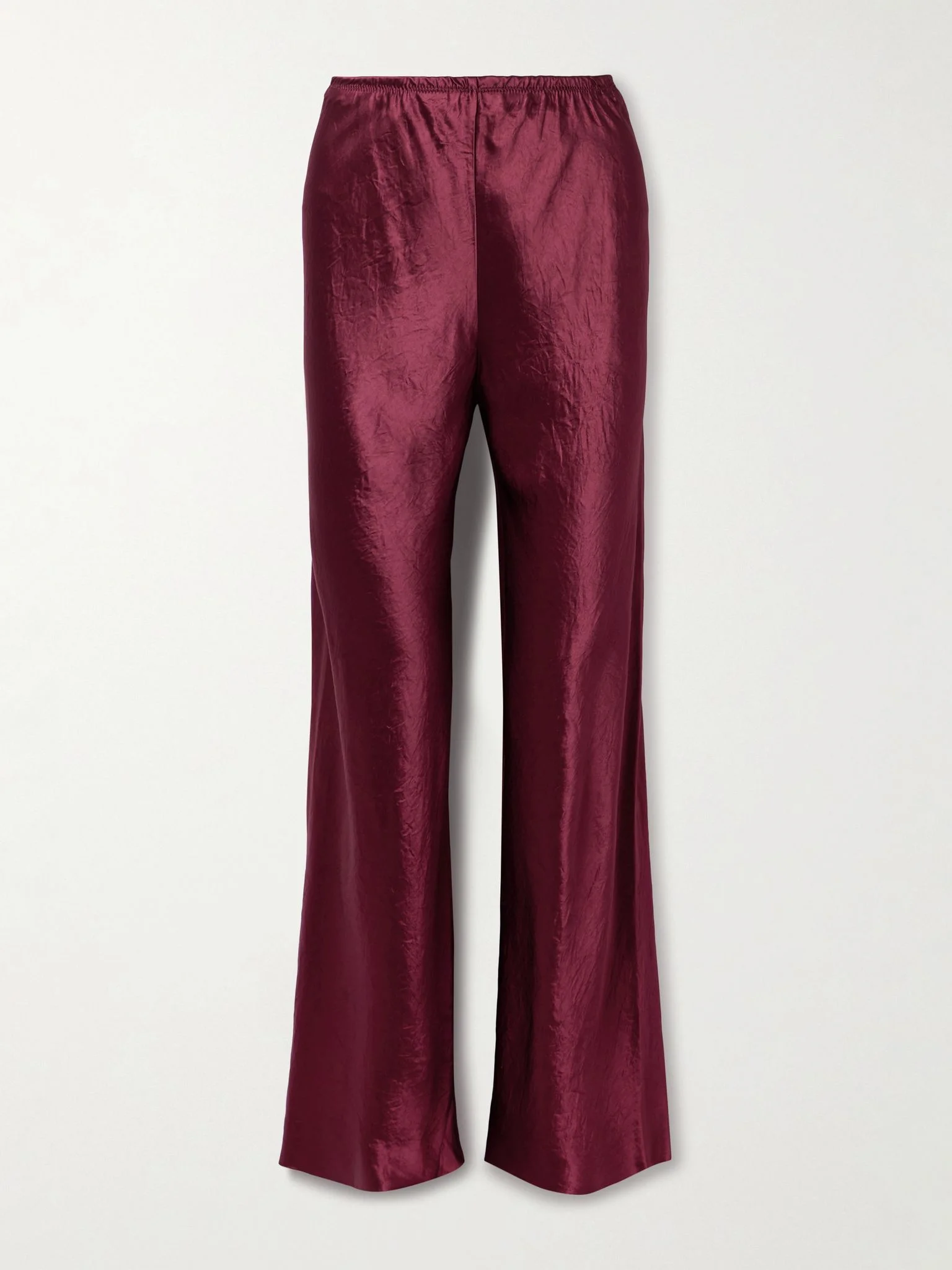 Crinkled-satin pants Burgundy - 1