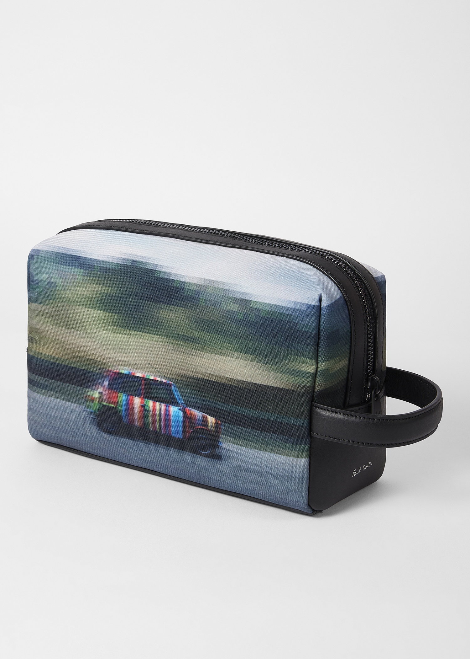 Recycled Polyester Black 'Pixelated Mini' Washbag - 2