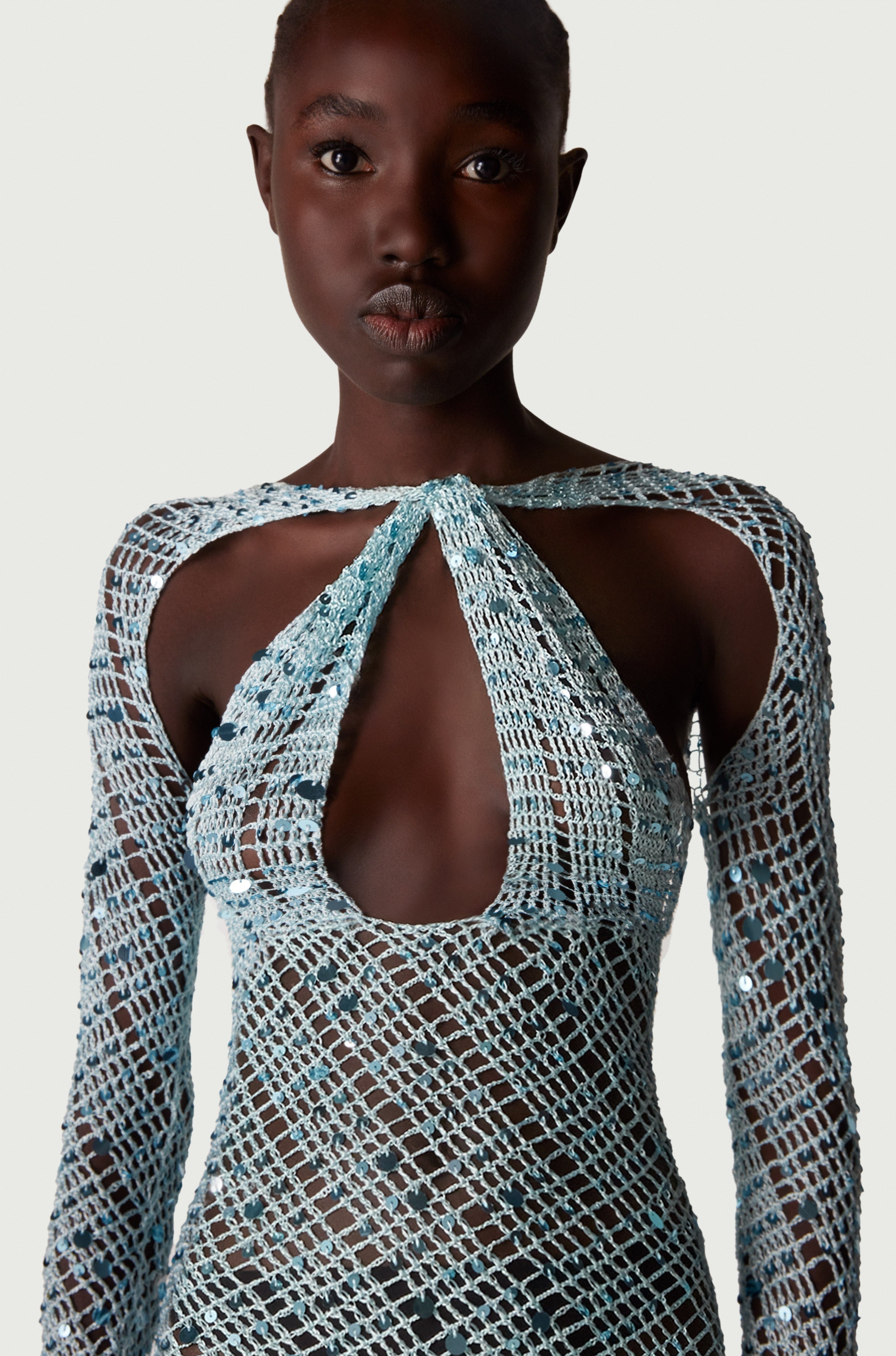 Sequin Crochet Cut-Out Maxi Dress - 2
