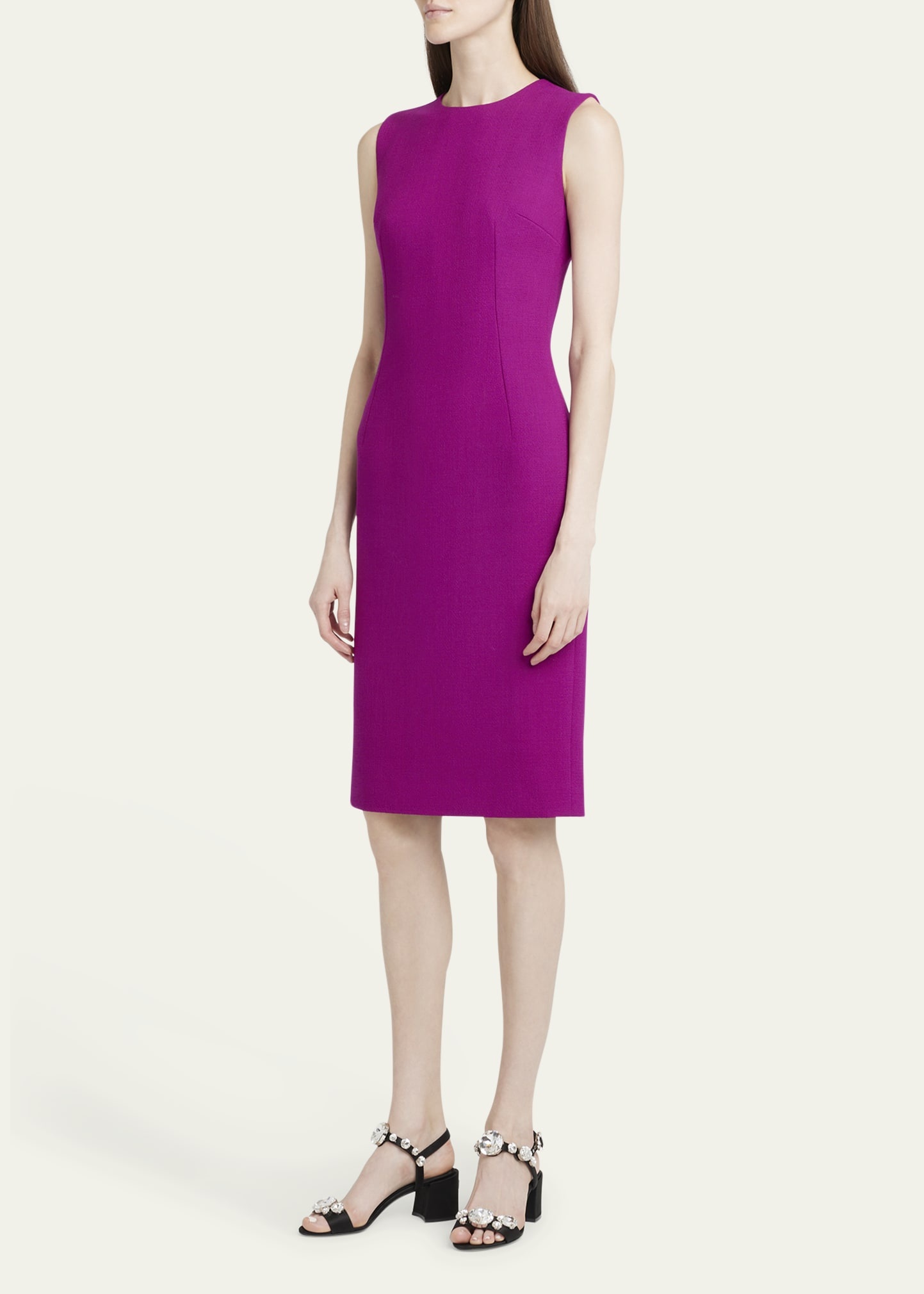 Sheath Crepe Wool Dress - 4