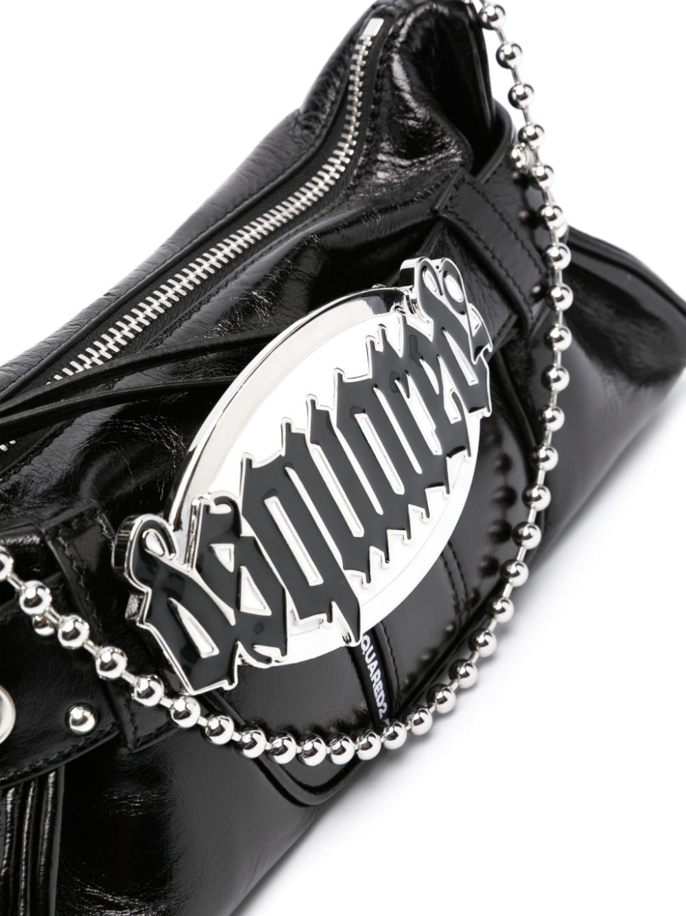 Gothic logo-plaque leather shoulder bag - 4