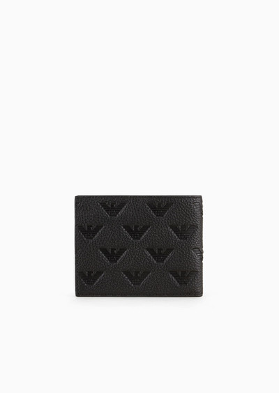 EMPORIO ARMANI Leather wallet with all-over embossed eagle outlook