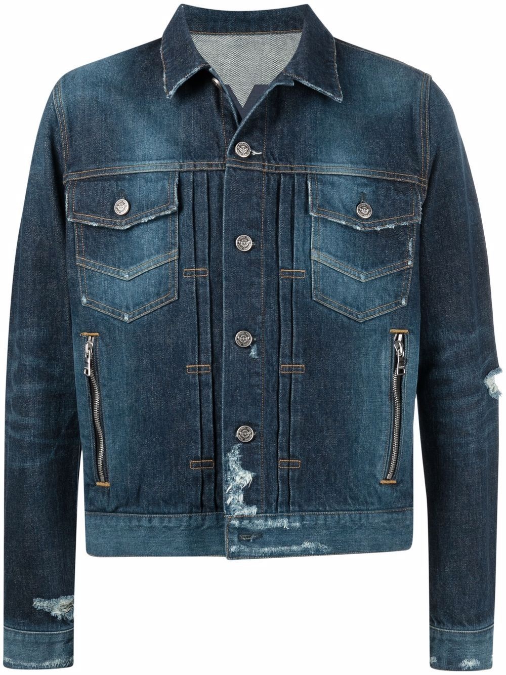 distressed-effect denim jacket - 1