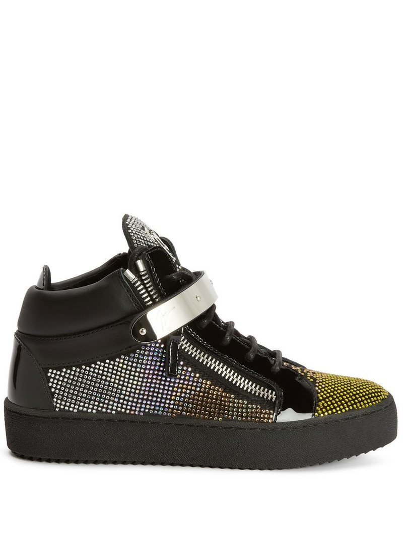 rhinestone-embellished mid-top trainers 1