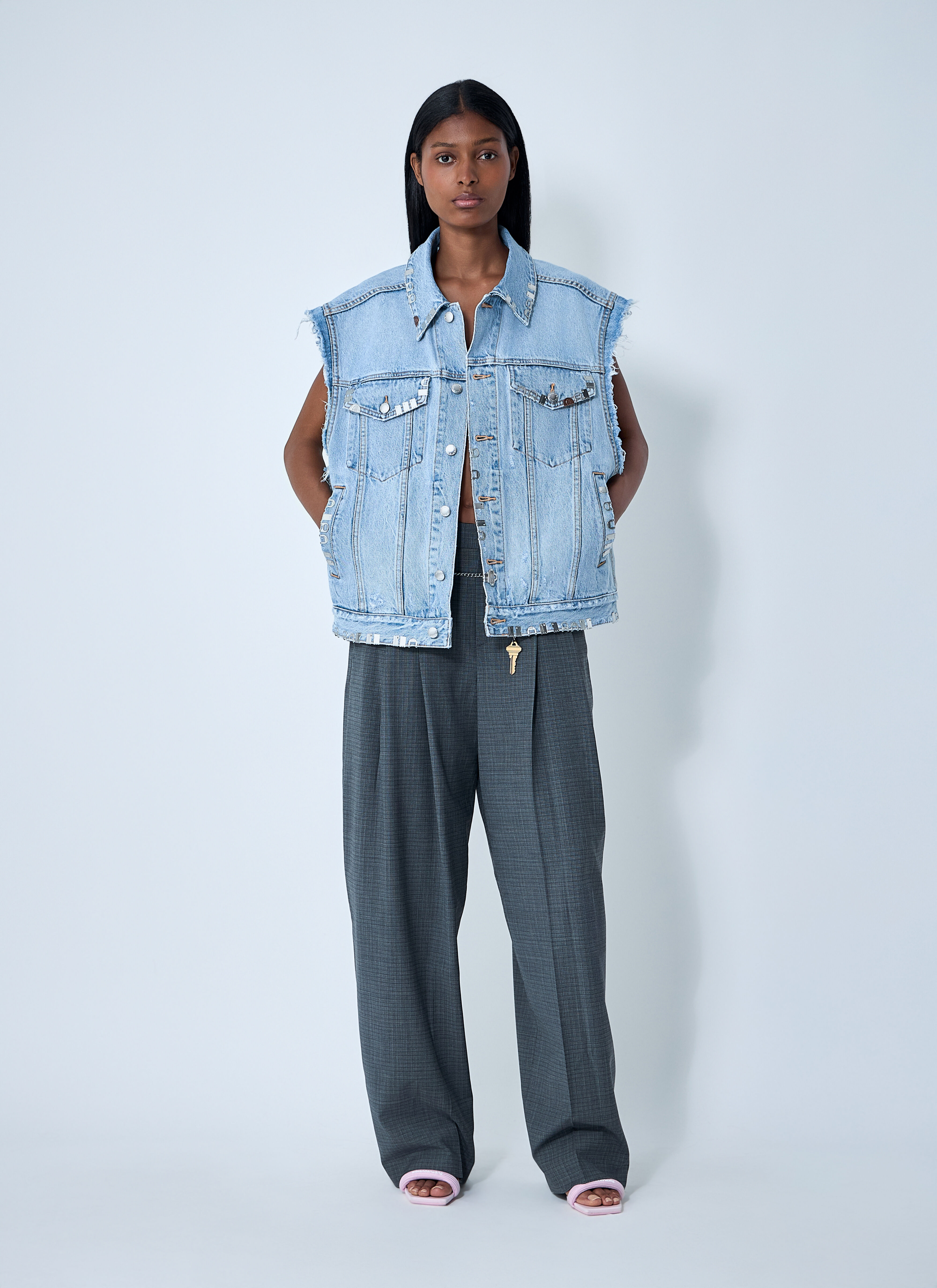 Distressed Denim Vest - 2