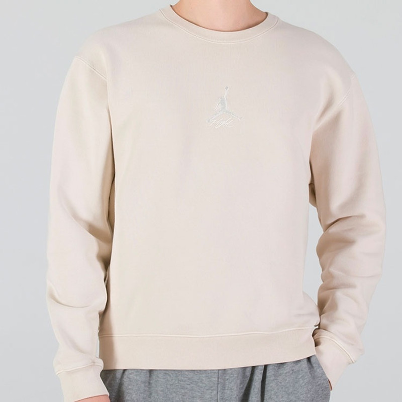 Jordan Men's Air Jordan As J Flt Hrtg Flc Crew Embroidered Logo Sports Knit Pullover Round Neck Beige DO230 outlook