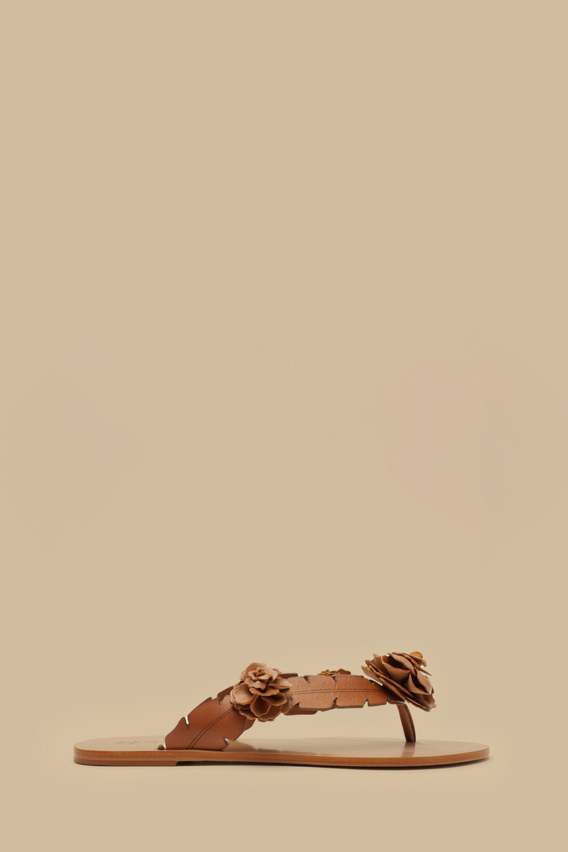 Tan Blooming Flat Sandal 1