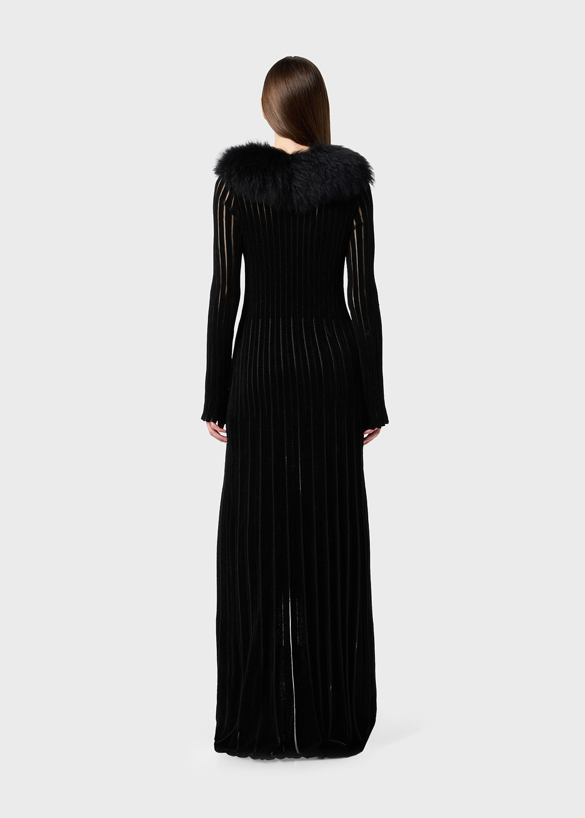 LONG CARDIGAN WITH FUR COLLAR - 4