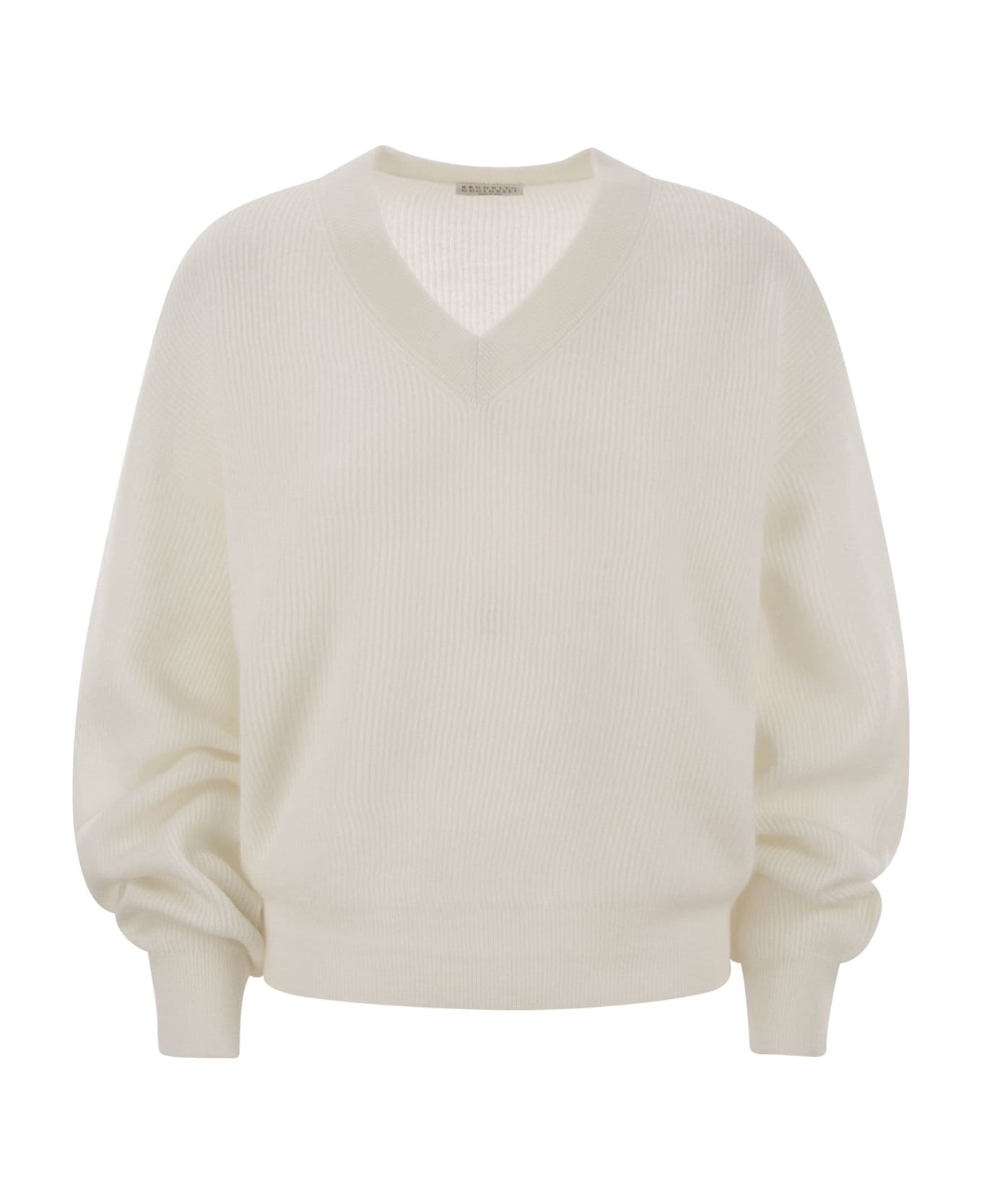 Alpaca And Cotton Rib Sweater With Moniline - 1