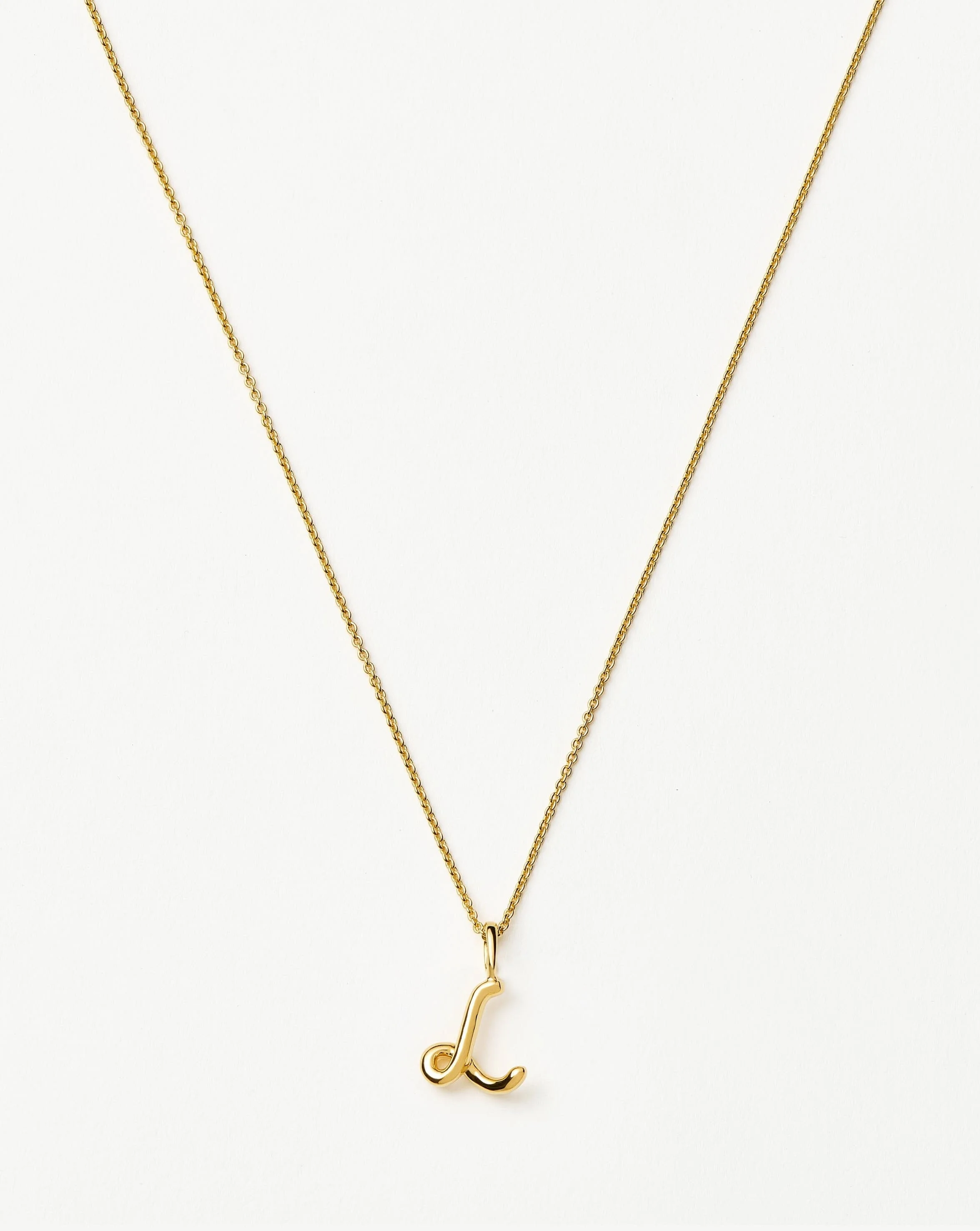Curly Molten Mini Initial Necklace - L - 1