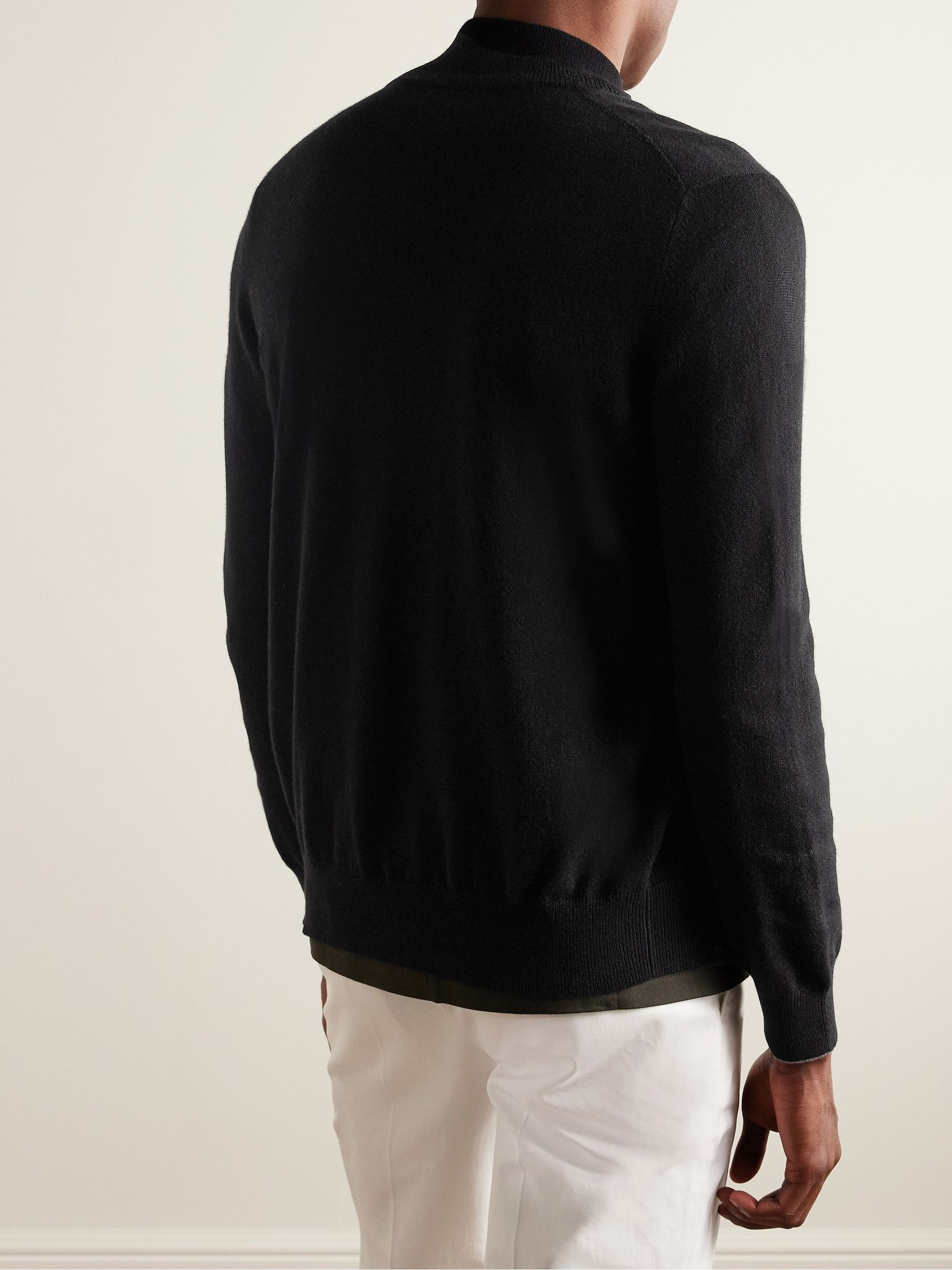 Cashmere Zip-Up Sweater Black - 3