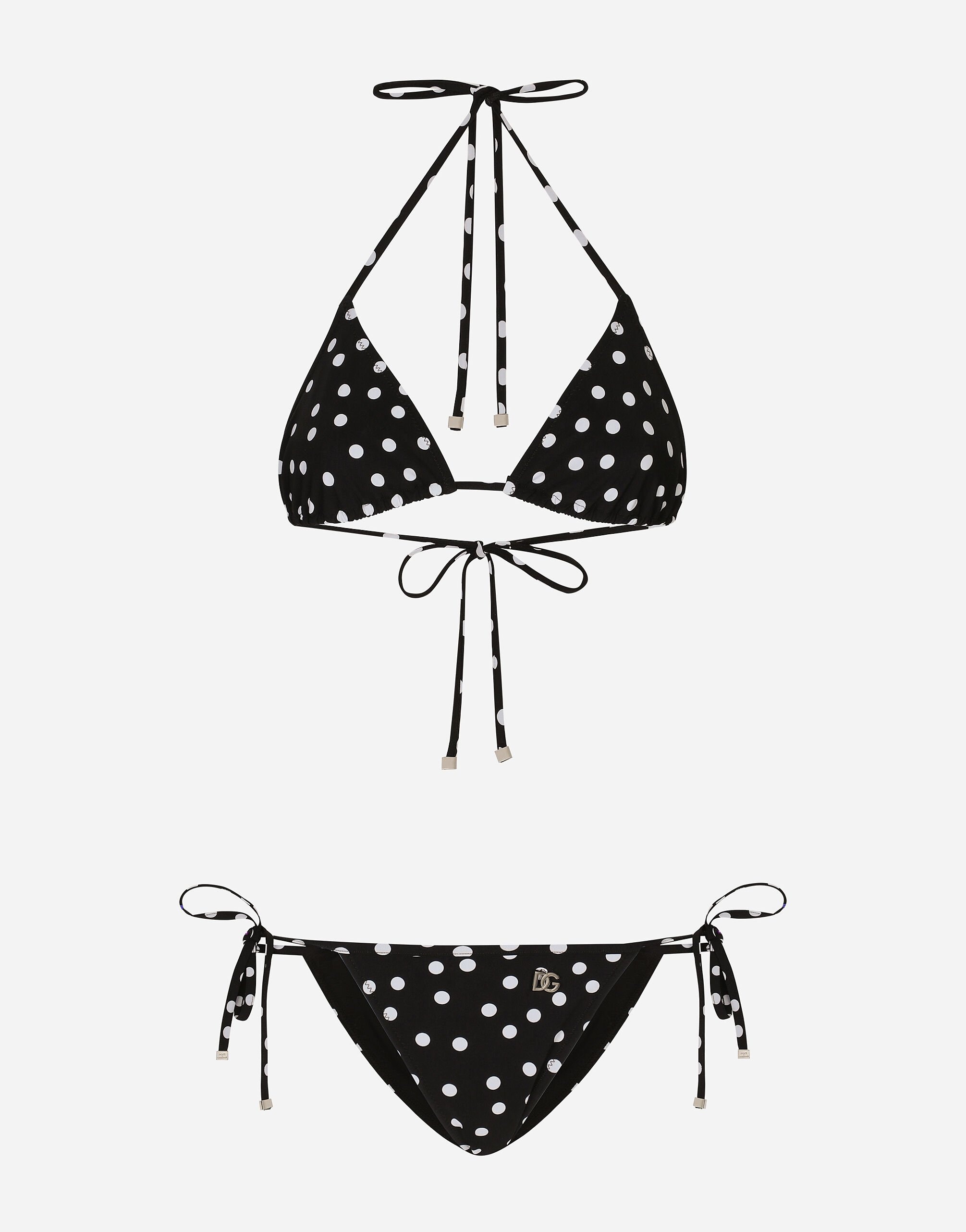 Polka-dot triangle bikini - 1