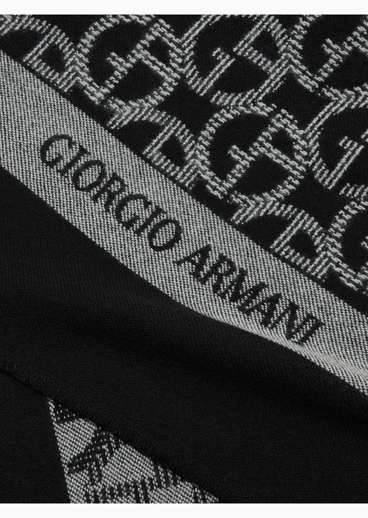Wool scarf with jacquard monogram - 2