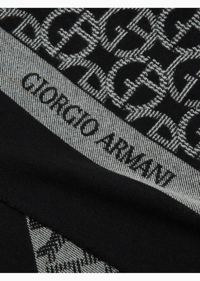 GIORGIO ARMANI Wool scarf with jacquard monogram outlook
