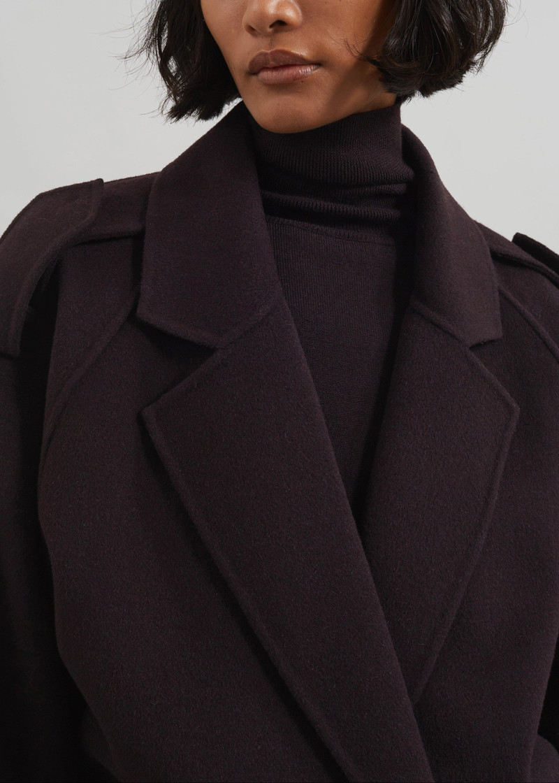 Elys Short Wool Trench - Dark Plum 9
