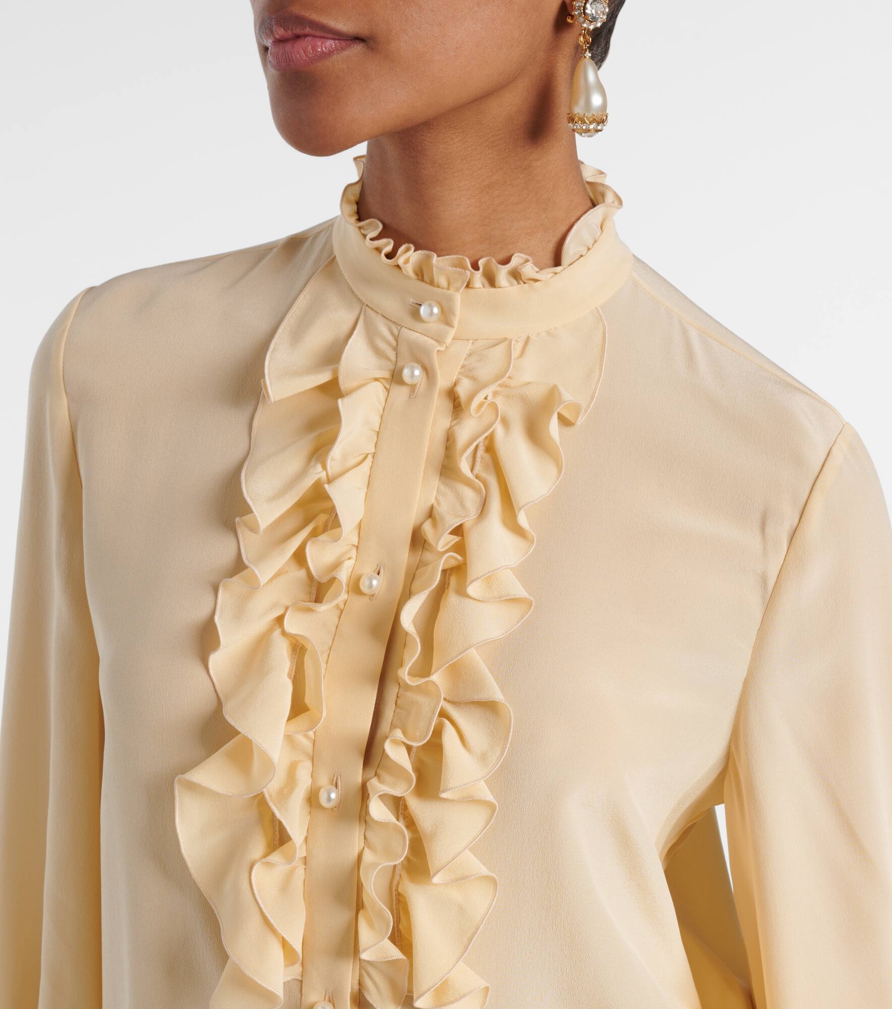 Ruffled silk crêpe de chine blouse - 4