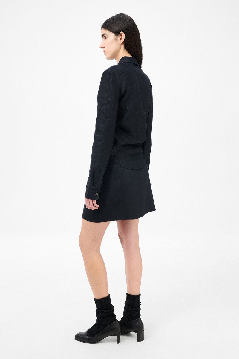 Slim Zip Shirt Night Covert Flex Pinstripe 6
