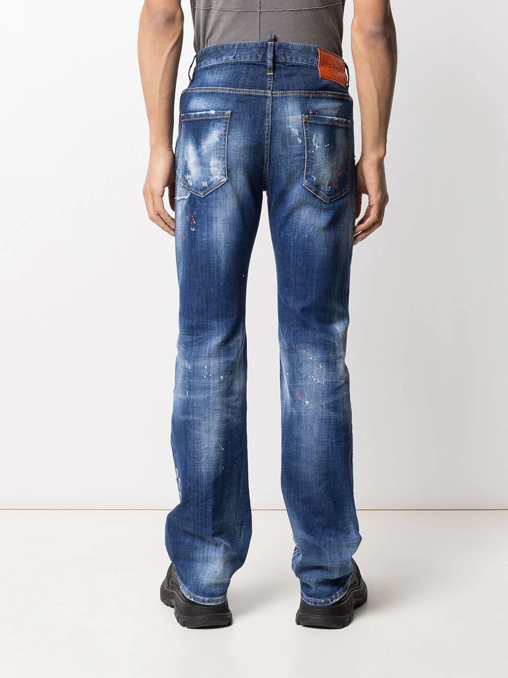 distressed straight-leg jeans - 4