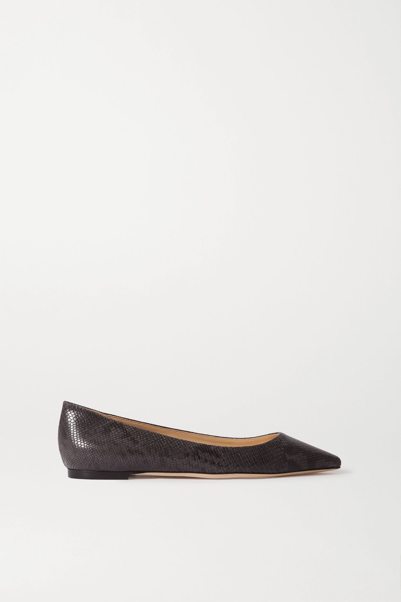 Romy snake-effect leather point-toe flats - 1