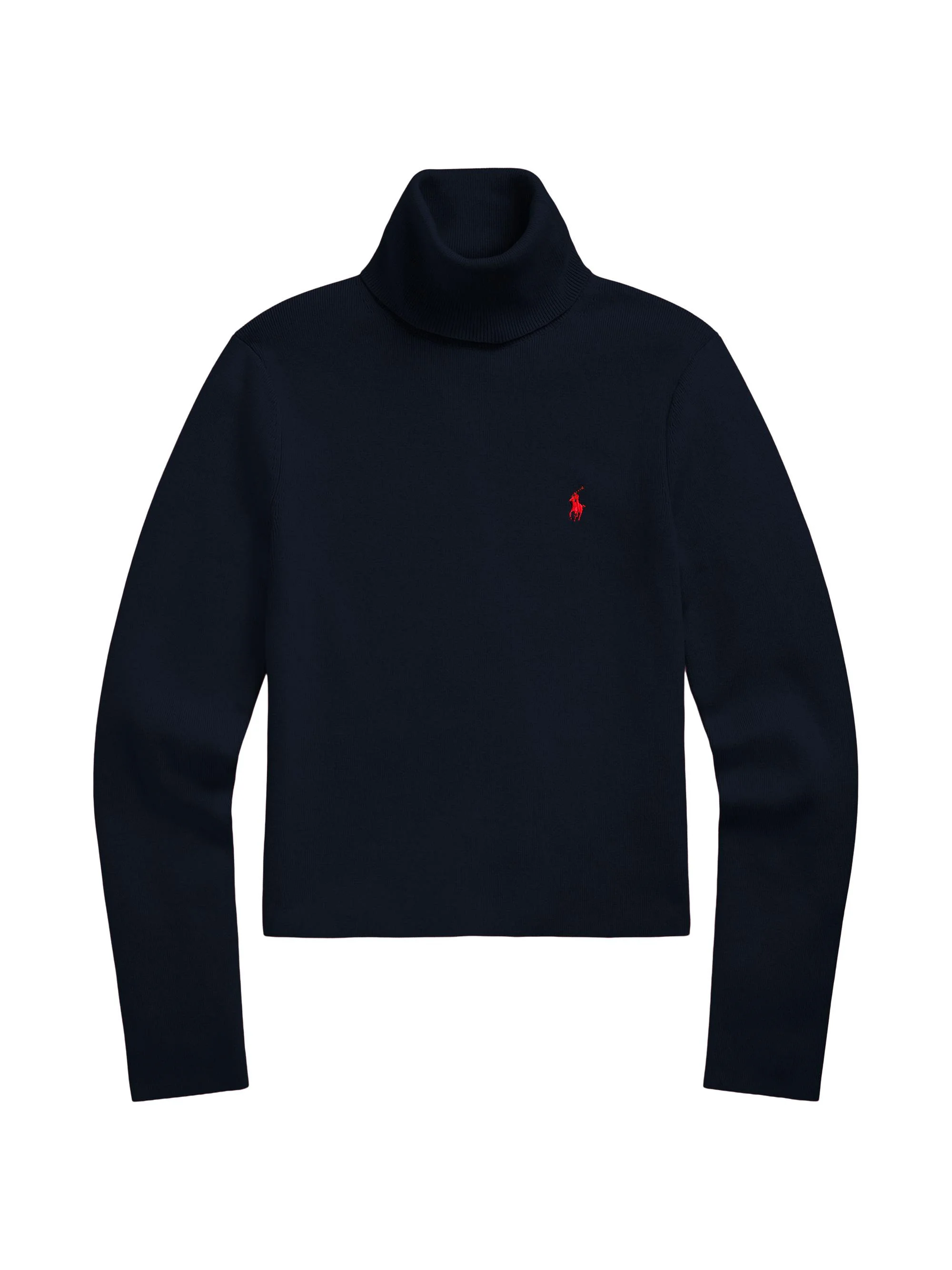 Women's Logo Stretch Cotton-Blend Turtleneck Sweater - Hunter Navy - 1