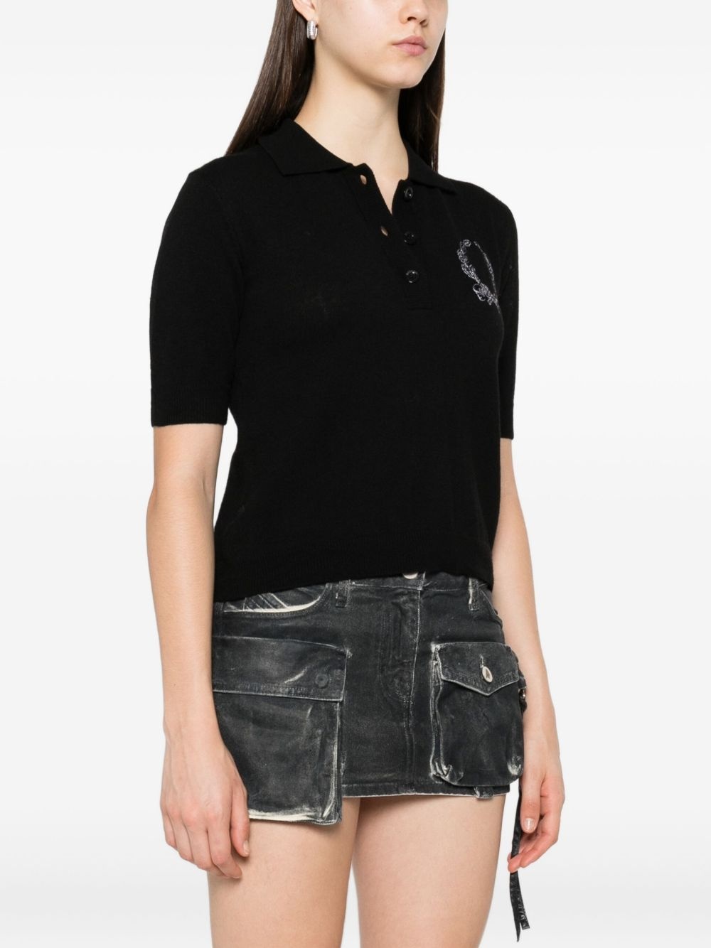 embroidered-logo polo shirt - 3